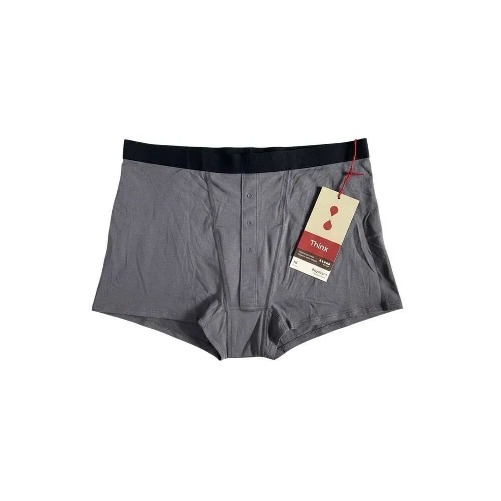 NWT Thinx Boy Shorts Size 1X Slate Gray Elastic Comfy Loungewear Modal